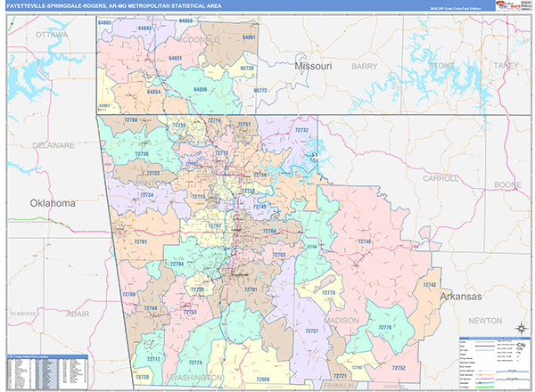 Fayetteville-Springdale-Rogers Metro Area Wall Map